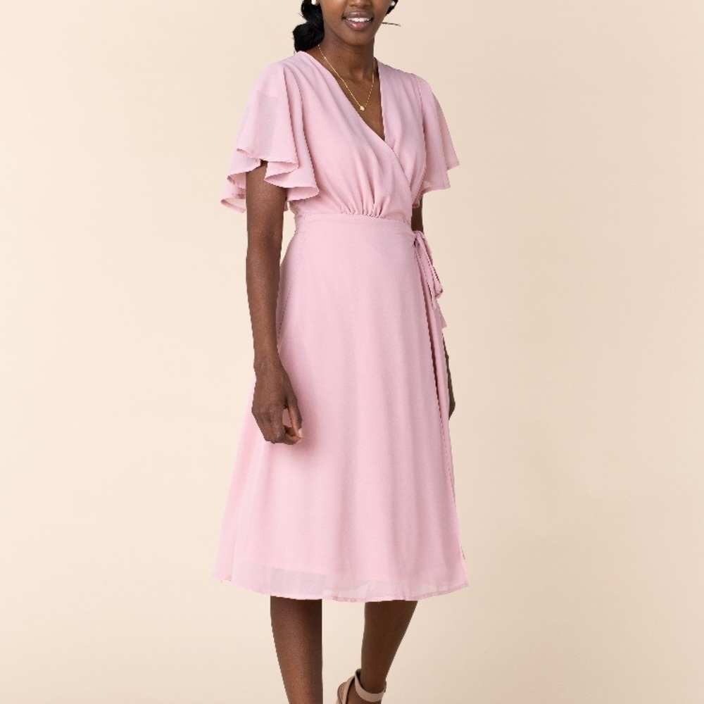 NWT Called To Surf Blush Wrap Chiffon Midi Dress